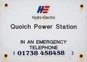 Quoich Power Station sign