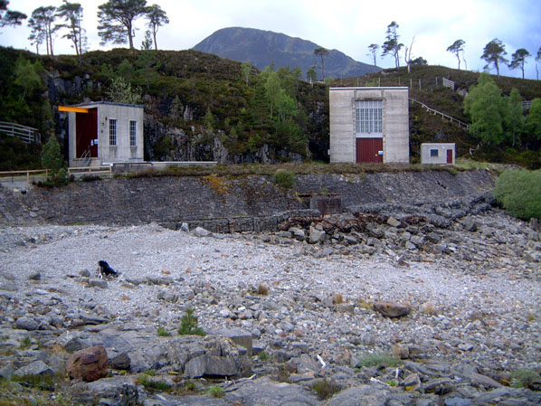 Mullardoch Dam - power station and gatehouse